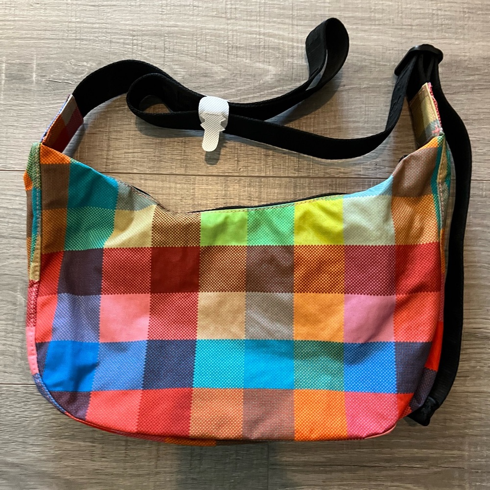 BAGGU Madras Medium Crescent Bag NWT